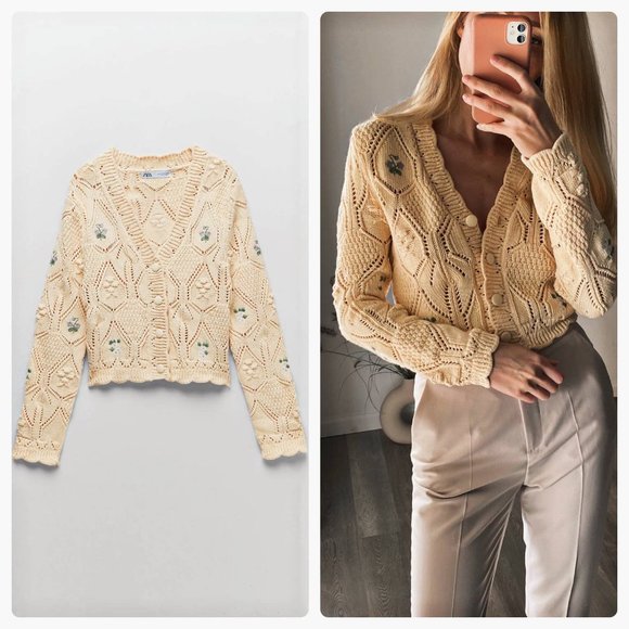 Zara Sweaters - Zara Knit Embroidered Jacket Cardigan